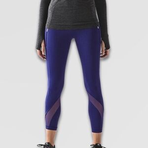 Lululemon Inspire Tight II Run Leggings Mesh Leg Panels Cobalt Blue Women’s 10